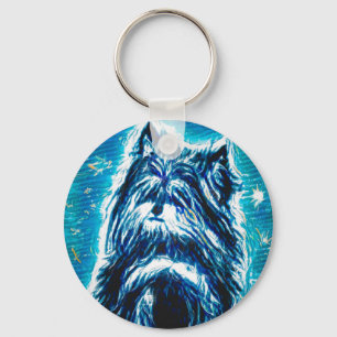 Little Doggy in blue Key Ring