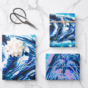 Little Doggy in blue Wrapping Paper Sheet