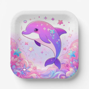 Little Dolphin Baby Shower Paper Plate