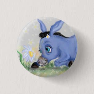 Little Donkey and Daisy - Cute 3 Cm Round Badge