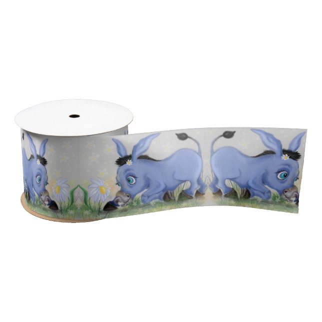Little Donkey and Daisy - Cute Satin Ribbon (Spool)