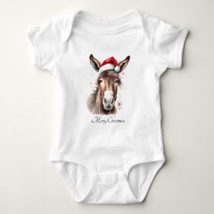 Little Donkey First Christmas Outfit Baby Bodysuit