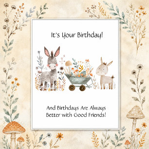 Little Donkeys Happy Birthday Business Postcard