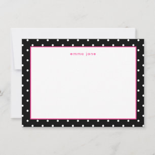 Little Dots Hot Pink and Black Personalised Card