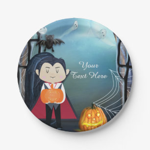 Little Dracula Vampire Halloween Birthday Party Paper Plate