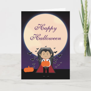 Little Dracula Vampire Kids Halloween Fold Card