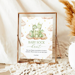 Little Dragon Baby Shower Baby Sock Hunt Sign