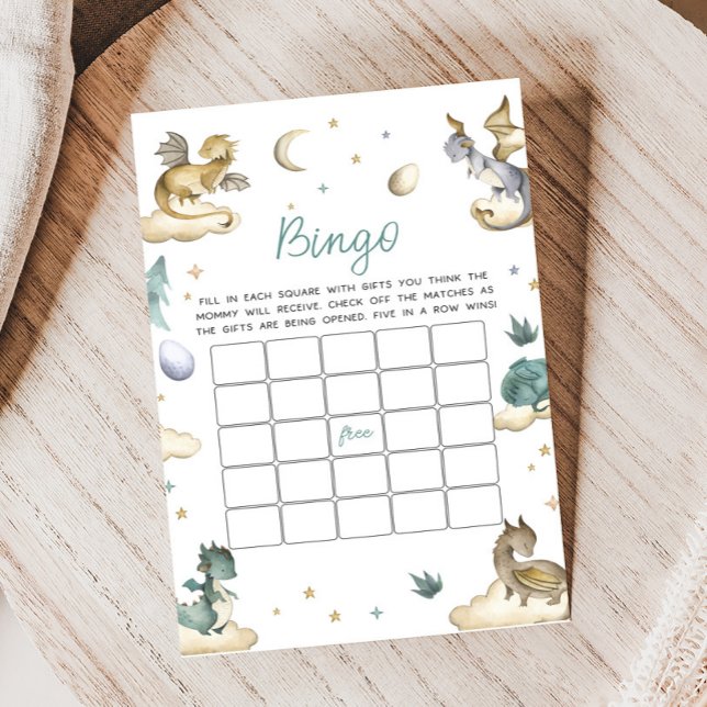 Little Dragon Baby Shower Bingo Game (Dragon Baby Shower Game)