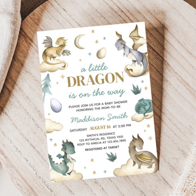 Little Dragon Baby Shower Invitation (A Little Dragon Baby Shower Invitation)