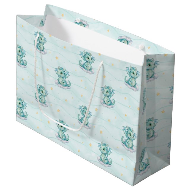 Little Dragon Baby Shower Large Gift Bag (Front Angled)