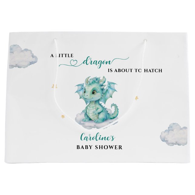 Little Dragon Baby Shower Large Gift Bag (Front)