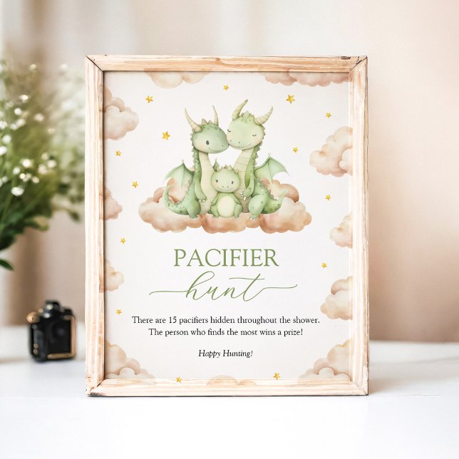 Little Dragon Baby Shower Pacifier Hunt Game Sign (Creator Uploaded)