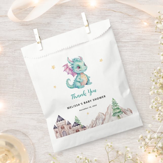 Little Dragon Baby Shower Thank You Favour Bag (Clipped)