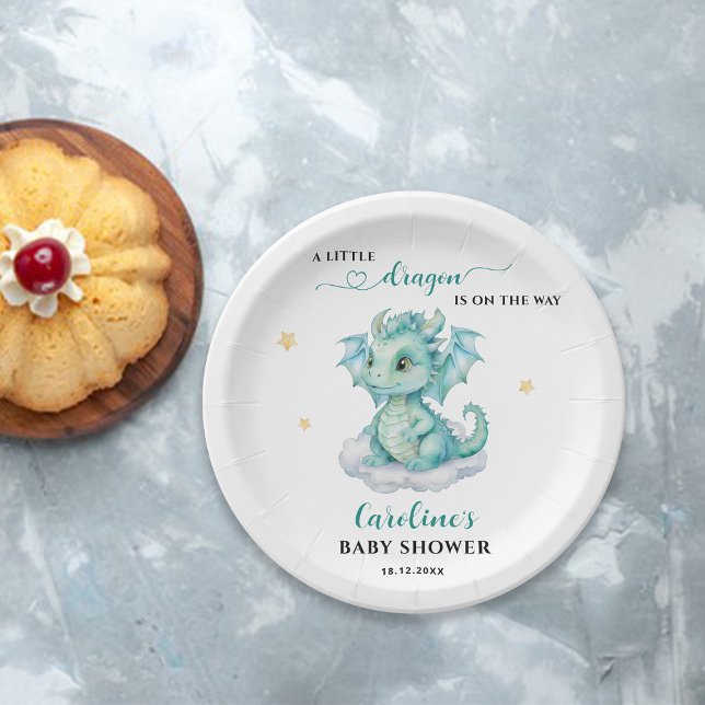 Little Dragon is on the Way Baby Shower Paper Plate (Creator Uploaded)