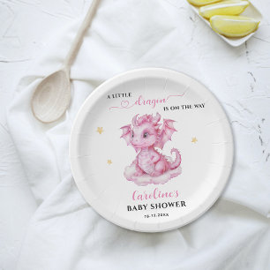 Little Dragon is on the Way Baby Shower Paper Plate