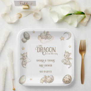 Little Dragon Magical Baby Shower  Paper Plate