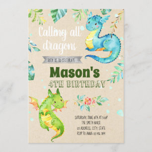 Little dragon party invitation
