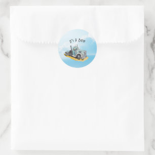Little Driver on the Way Classic Round Sticker