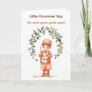 Little Drummer Boy Eucalyptus Peach Watercolor Holiday Card