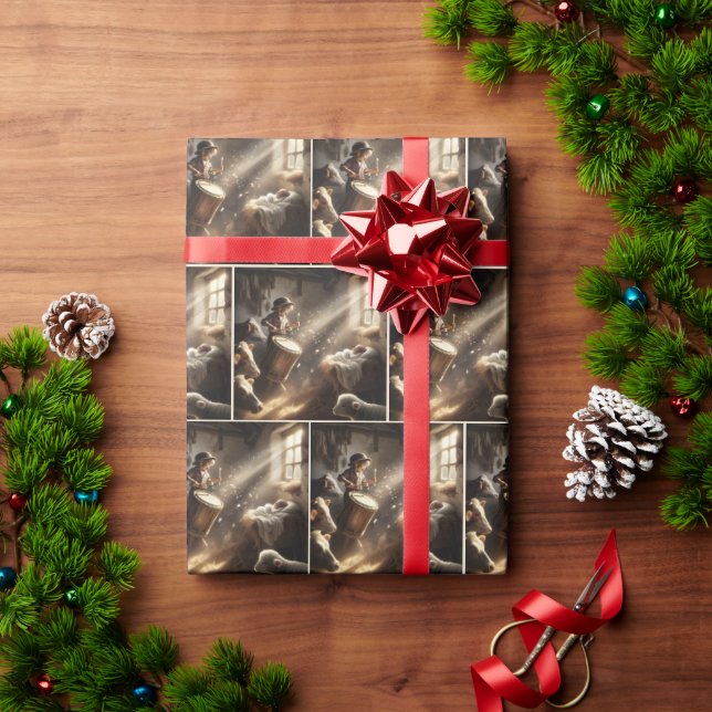 Little Drummer Boy With Baby Jesus Wrapping Paper (Holiday Gift)