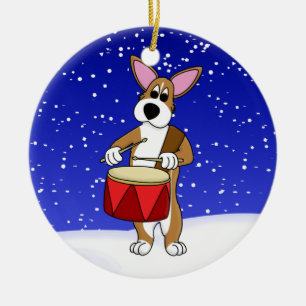 Little Drummer Corgi Christmas Ornament
