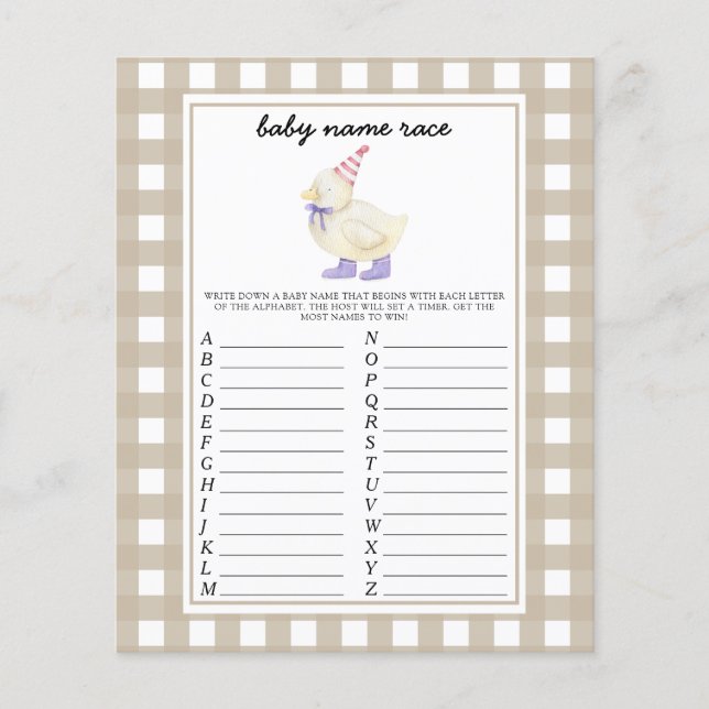 Little Duck - Baby name race game (Front)