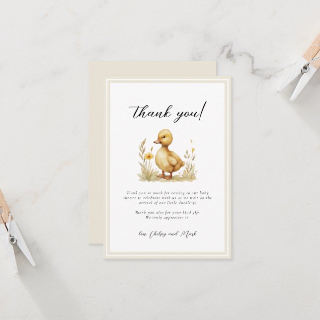 Little Duck Baby Shower Books for Baby Card (Front/Back In Situ)