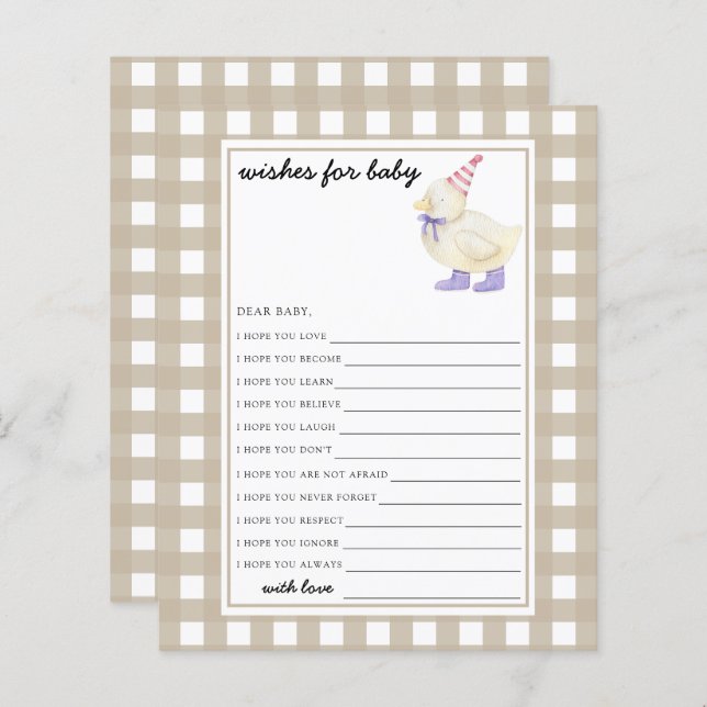Little Duck baby shower Wishes for baby (Front/Back)