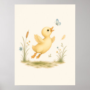 Little Duck & Butterfly Nursery Poster