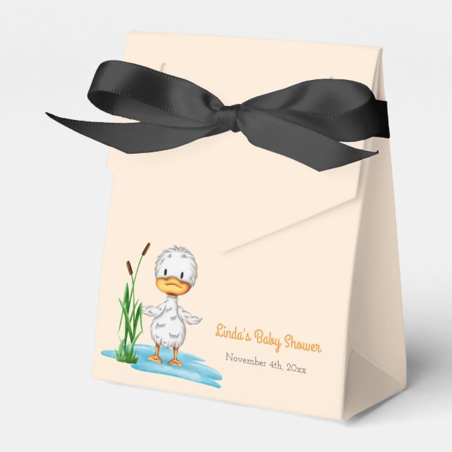 Little Duck gender neutral baby shower party Favour Box (Front Side)