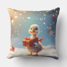 Little Duck Holiday Throw Pillow