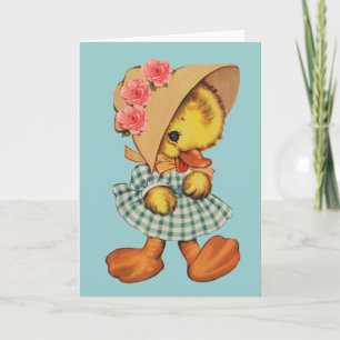 Little Duck in Dress and Bonnet Card