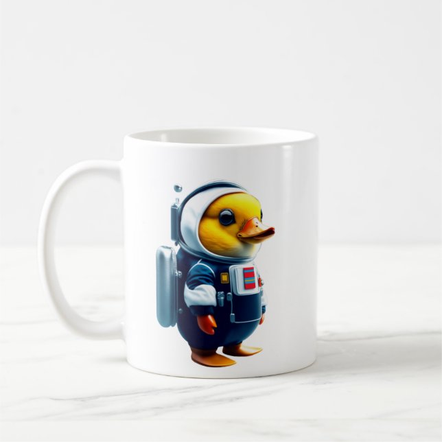 little duck with an astronaut suit coffee mug (Left)