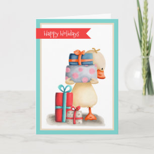 Little duck with Presents Personalised Holiday Card