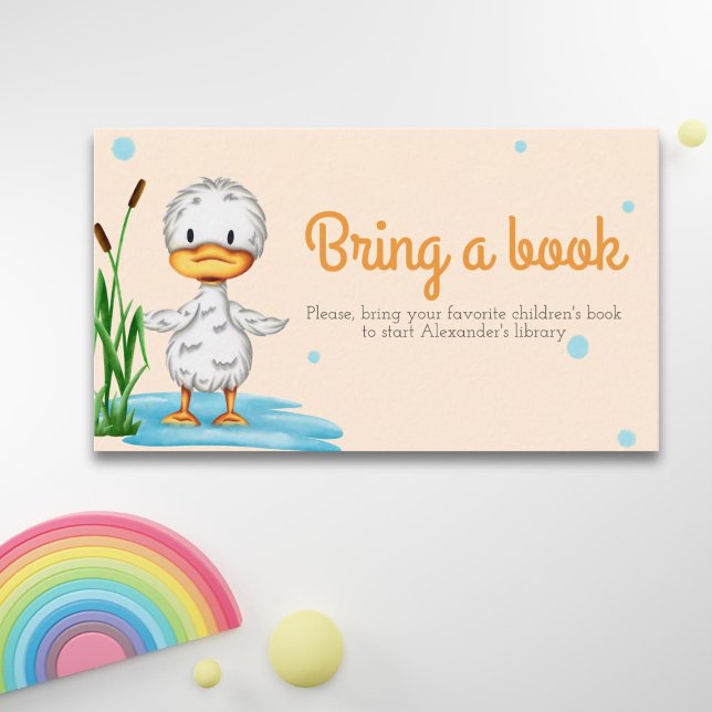 Little duckling bring a book Neutral baby shower Enclosure Card (Creator Uploaded)