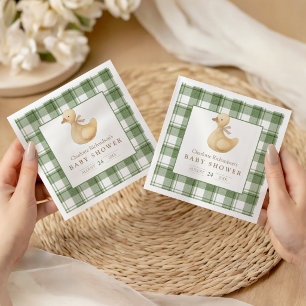 Little Duckling   Classic Neutral Gingham Napkin