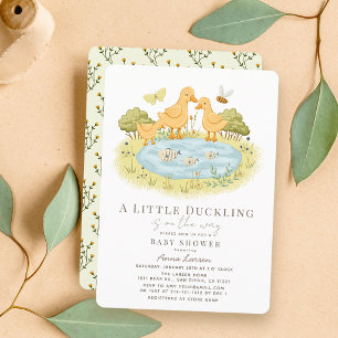 Little Duckling Duck Family Pond Baby Shower Invitation