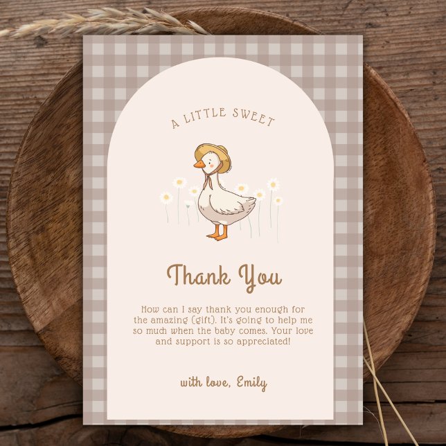 Little Duckling Farmhouse Gingham Baby Shower  Thank You Card (Little Duckling Farmhouse Gingham Baby Shower Thank You Card)