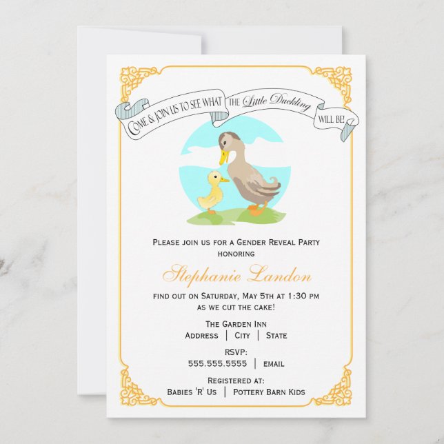 Little Duckling | Gender Reveal Baby Shower Invitation (Front)
