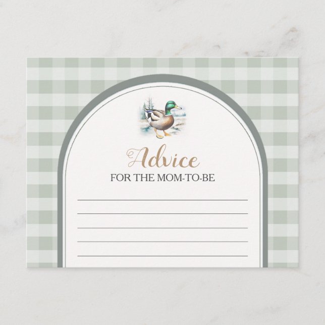 Little Duckling Gingham Baby Shower Advice For Mum Enclosure Card (Front)