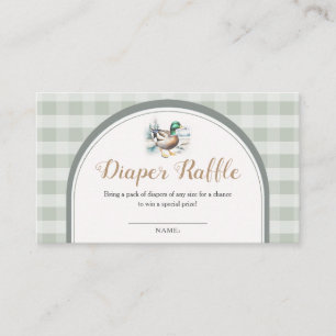 Little Duckling Gingham Baby Shower Diaper Raffle Enclosure Card