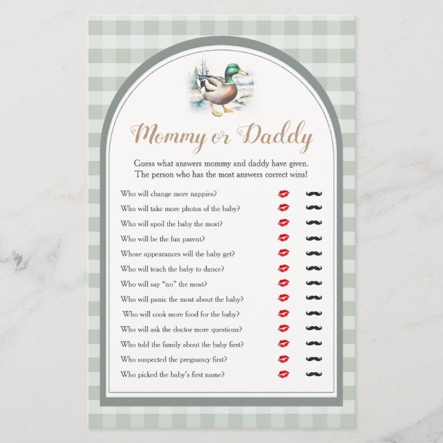Little Duckling Gingham Baby Shower Mummy or Daddy (Front)