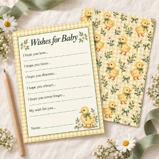 Little Duckling Gingham Wishes for Baby Card