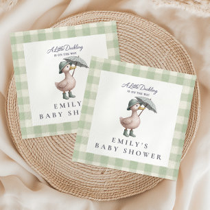 Little Duckling Green Gender Neutral Baby Shower Napkin