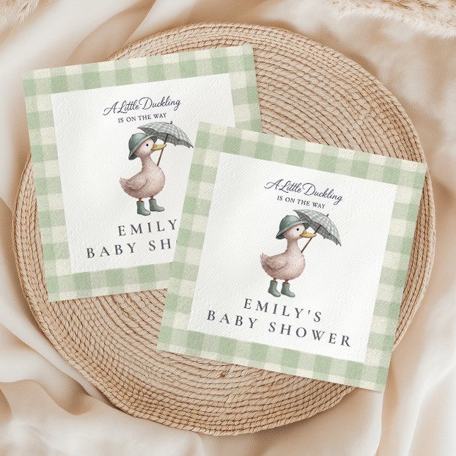 Little Duckling Green Gender Neutral Baby Shower Napkin (Creator Uploaded)