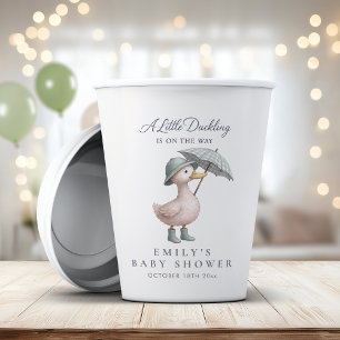 Little Duckling Green Gender Neutral Baby Shower Paper Cups