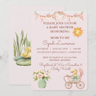 Little Duckling Is On Her Way Baby Shower Invitation