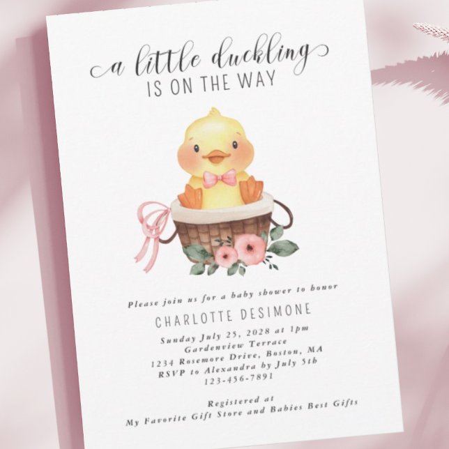 Little Duckling Is On The Way Baby Girl Shower Invitation (Creator Uploaded)