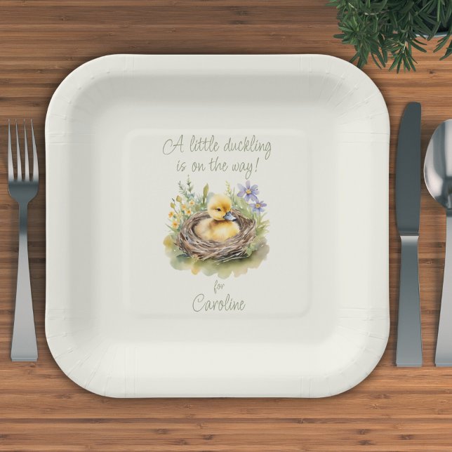 Little Duckling Is On The Way Duck Baby Shower Paper Plate (Creator Uploaded)