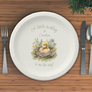 Little Duckling Is On The Way Duck Baby Shower Paper Plate